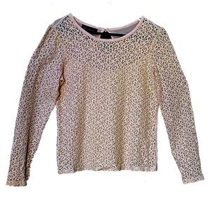INC INTERNATIONAL CONCEPTS Knot & Lace Long Sleeve Pink Blouse